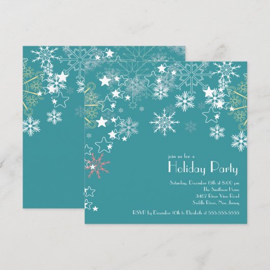 Chic Snowflakes kerstfeestdag blauw Kaart (Voorkant / Achterkant)