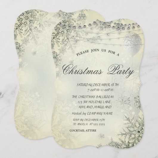 Chic Snowflakes, lampjes, ballon, kerstfeest Kaart (Voorkant / Achterkant)