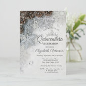 Chic Snowflakes Pine Cones Quinceañera Kaart (Staand voorkant)