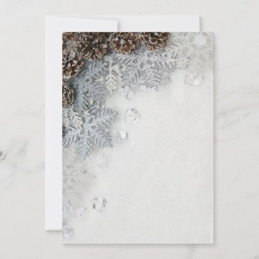 Chic Snowflakes Pine Cones Quinceañera Kaart (Achterkant)