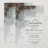 Chic Snowflakes Pine Cones Quinceañera Kaart (Voorkant / Achterkant)