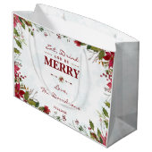 Chic Snowflakes Poinsettia Eet Drink & wees vrolij Groot Cadeauzakje (Achterkant Gekanteld)