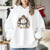Chic Snowman: Black and Gold Holiday Charm Hoodie