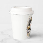 Chic Snowman: Black and Gold Holiday Charm Papieren Bekers (Rechts)