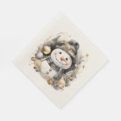 Chic Snowman: Black and Gold Holiday Charm Servet (Hoek)