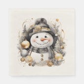 Chic Snowman: Black and Gold Holiday Charm Servet (Voorkant)