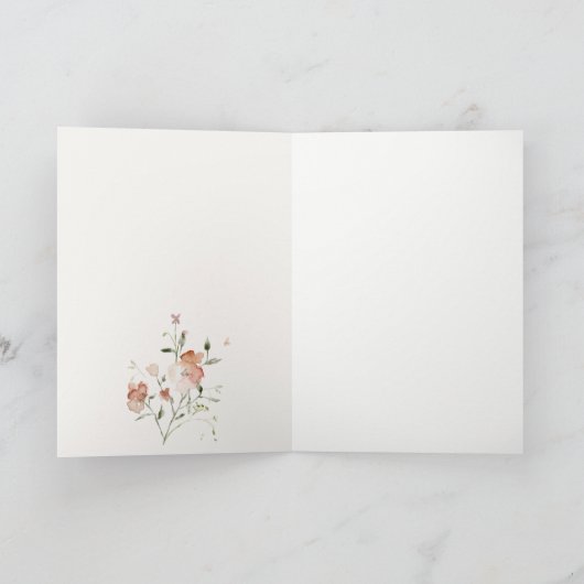 Chic Soft Blush Meadow Waterverf Floral Wedding Bedankkaart (Binnen)