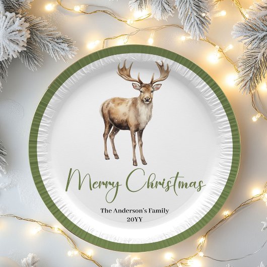 Chic Soft Earth Tone Christmas Personalized Dinner Papieren Bordje