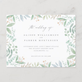 Chic Soft Eucalyptus, bladeren & groen bruiloft Uitnodiging Briefkaart