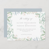 Chic Soft Eucalyptus, bladeren & groen bruiloft Uitnodiging Briefkaart (Voorkant / Achterkant)