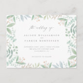 Chic Soft Eucalyptus, bladeren & groen bruiloft Uitnodiging Briefkaart (Voorkant)