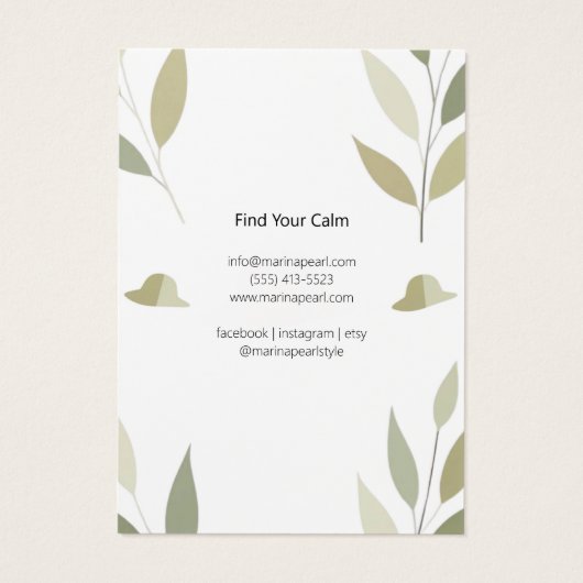 Chic Soft Foliage Pet Kunstwerk Design Kaart (Achterkant)