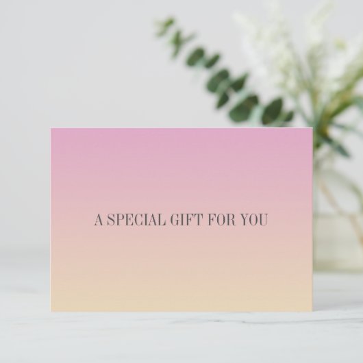 Chic Soft Gradient Roze Sinaasappel Gift Kaart (Staand voorkant)