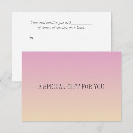 Chic Soft Gradient Roze Sinaasappel Gift Kaart (Voorkant / Achterkant)