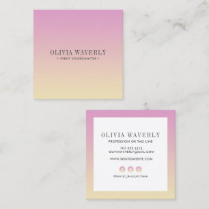 Chic Soft Gradient Roze Sinaasappel perzik Social  Vierkante Visitekaartje