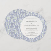 Chic Soft Paars gestileerde Japanse golven bruilof Kaart (Voorkant / Achterkant)