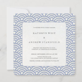 Chic Soft Paarse Seigaiha Waves Beach Weddenschap Kaart