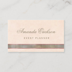 Chic Soft Peach FAUX Sequin Shimmer Event Planner Visitekaartje