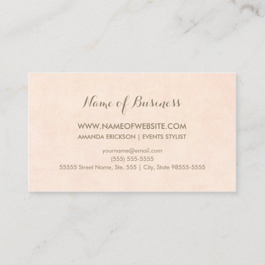 Chic Soft Peach FAUX Sequin Shimmer Event Planner Visitekaartje (Achterkant)