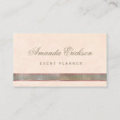 Chic Soft Peach FAUX Sequin Shimmer Event Planner Visitekaartje (Voorkant)