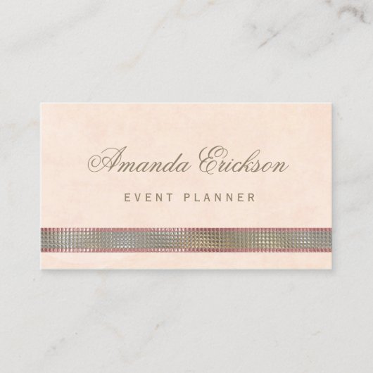 Chic Soft Peach FAUX Sequin Shimmer Event Planner Visitekaartje (Voorkant)