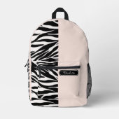 Chic Soft Perzik Zwart en Wit Zebraprint Tieners Bedrukte Rugzak (Voorkant)