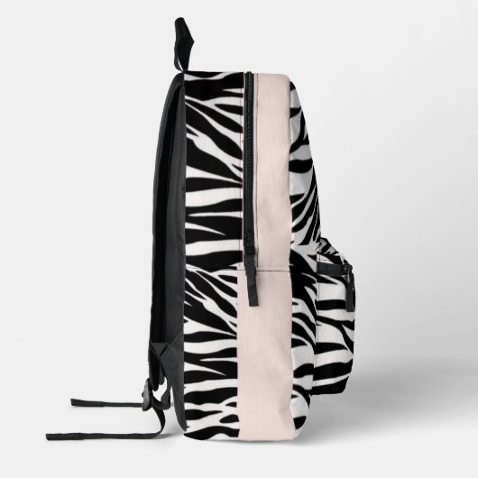 Chic Soft Perzik Zwart en Wit Zebraprint Tieners Bedrukte Rugzak (Links)