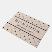 Chic Soft Pink Bonjour met zwart gebotteerd patroo Deurmat (Schuin)