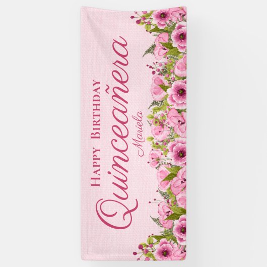 Chic Soft Pink textured Pink Quinceañera B Spandoek (Verticaal)