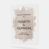 Chic Soft Taupe Splash Wedding Welkom Acryl Bord (Hoek)