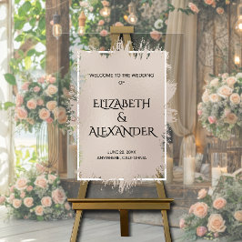 Chic Soft Taupe Splash Wedding Welkom Acryl Bord
