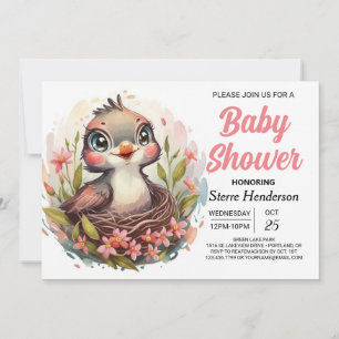 Chic Songbird Woodland Bird Baby shower Kaart