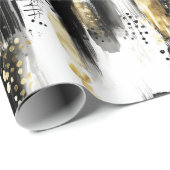 Chic Sophisticated Black and Gold Stroke Abstract Cadeaupapier (Rol Hoek)