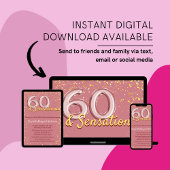 Chic Sophisticated Roos Gouden Glitter 60e Verjaar Kaart