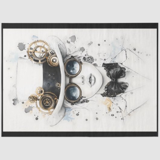 Chic Sophisticated Steampunk Vrouw Q4 Decoupage Tissuepapier (Voorkant)