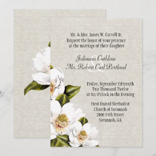 Chic Southern Belle Magnolias Wedding Invitation Kaart