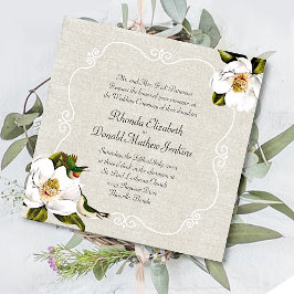 Chic Southern Magnolias & Hummingbird Wedding Kaart