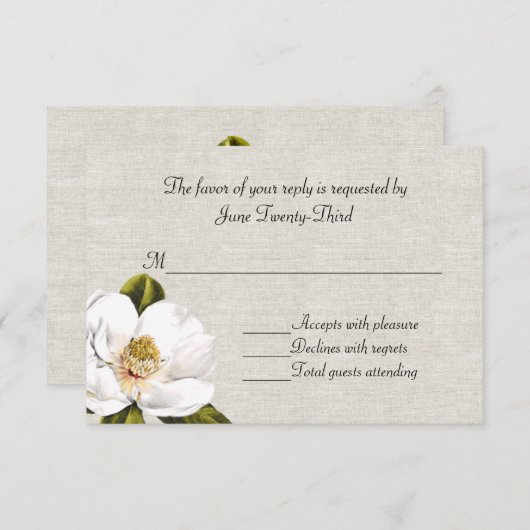 Chic Southern Magnolias Wedding RSVP Reactie (Voorkant / Achterkant)