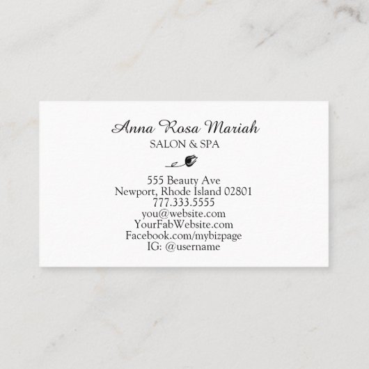 *~* Chic Spa & Salon Bold Abstracte Waterverf Visitekaartje (Achterkant)