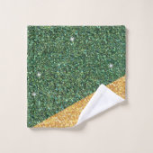 Chic Sparkle Glam Teal Gouden Glitter Initialen  Bad Handdoek (Wasdoekje)
