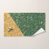 Chic Sparkle Glam Teal Gouden Glitter Initialen  Bad Handdoek (Handdoek)