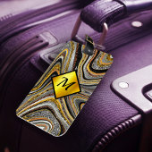 Chic Sparkle Glitter marble art grijs goudmonogram Bagagelabel