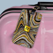 Chic Sparkle Glitter marble art grijs goudmonogram Bagagelabel