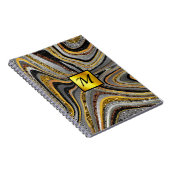 Chic Sparkle Glitter marble art grijs goudmonogram Notitieboek (Rechterzijde)