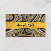 Chic Sparkle Glitter marble art grijs goudmonogram Visitekaartje (Voorkant)