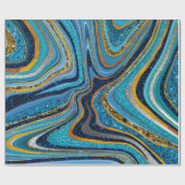 Chic Sparkle Glitter marmer blauw goud Cadeaupapier (Vlak)