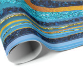 Chic Sparkle Glitter marmer blauw goud Cadeaupapier (Rol Hoek)