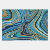 Chic Sparkle Glitter marmer blauw goud Inpakpapier Vel (Voorkant)
