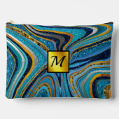 Chic Sparkle Glitter marmer blauw goudmonogram Etui (Voorkant)