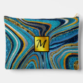 Chic Sparkle Glitter marmer blauw goudmonogram Etui (Achterkant)